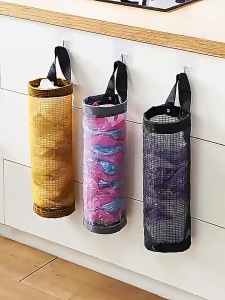 E Value Mart Bundle 2pcs Kitchen Plastic Bag Holder Dispenser Mesh Suspension Storage Mesh