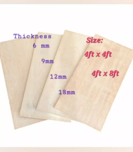 Plywood Papan Plywood Solid Plywood Thickness 6/9/12/18mm (4ft x 4ft) & (4ft x 8ft)