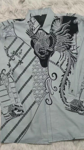 Galeri Batik Ardev - Ardhani Kemeja Batik Pria Slim Fit Lengan Panjang Atasan Batik Warna Blue Grey