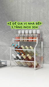 Kệ để gia vị chai lọ nhà bếp 3 tầng inox 304 Hobby home decor GV4