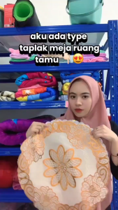 Taplak Meja Tamu Bulat Gold & Silver Anti Air Diameter 50CM - Taplak Meja Bordir & Cutwork