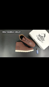 WOLF Basenji coklat sepatu kulit kerja kasual ngantor nongkrong formal termurah berkualitas