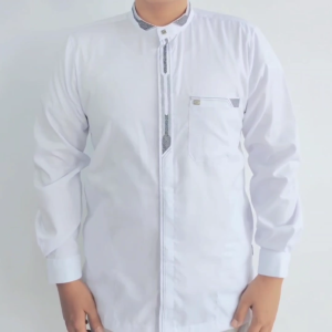 Baju Koko Putih Pria Dewasa Lengan Panjang Manset Atasan Taqwa Muslim Minimalis Katun