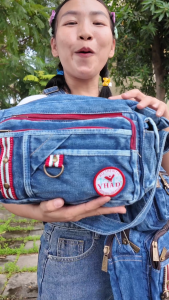 กระเป๋าสะพายหน้าผ้ายีนส์วินเทจสไตล์สปอร์ตแอนด์สตรีท พร้อมส่ง