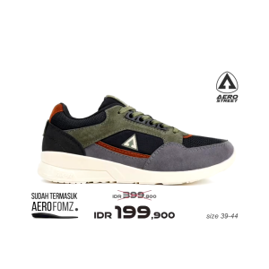 Aerostreet 39-44 Orlando Krem Army Abu - Sepatu Sneakers Sport