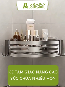 Kệ để đồ nhà tắm AKICHI treo tường bằng miếng dán không cần khoan chất liệu nhôm hàng không chống gỉ