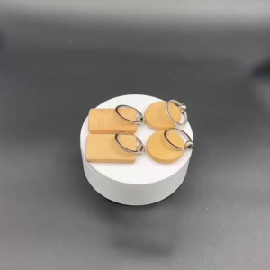 20PCS kayu basswood bahan souvenir gantungan kunci kayu keychan wood