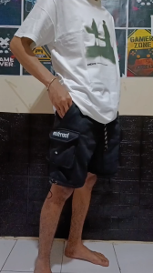 Celana Cargo Pendek Pria Make Happy Bahan Fleece Short Pants Street Style