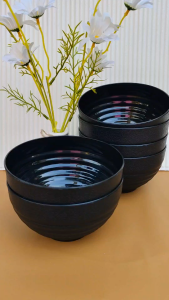 1 LUSIN MANGKUK RAMEN HITAM ULIR TEBAL BESAR 17 CM TERLARIS