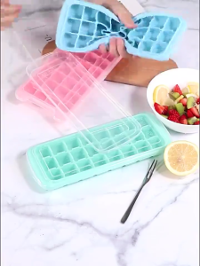Cetakan Es Batu Jelly Cokelat Silikon Dengan Penutup 24 / 36 Kotak Anti Pecah Ice Cube Silicone Tray