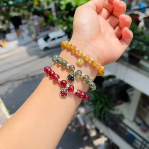 vòng tay nữ đá thạch anh tóc vàng tự nhiên mix charm hồ ly thạch anh tóc vàng bọc bạc cao cấp vòng tay đá phong thuỷ hợp mệnh thổ mệnh kim trang sức thiết kế đủ hoá đơn thẻ bảo hành