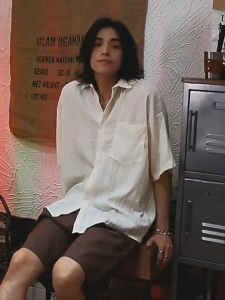 Mens Polo Shirt Korean Vintage Breathable Half Sleeve White Lapel Collar Mesh See Through Shirts