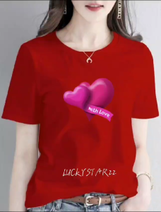 (COD) KAOS ATASAN MOTIF LOVE/COTTON COMBED WANITA