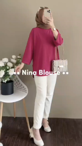 Baju Atasan Wanita Oversize Klein Blus Katun Combed 24s S M L XL XXL 3XL Blouse Remaja Korean Style
