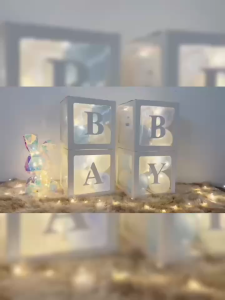 A-Z Letter Box Transparent Balloon Box For Birthday Decoration DIY Name Box Letter Baby Box For Wedding Baby Shower Graduation Gender Reveal Party Decorations Gift Box