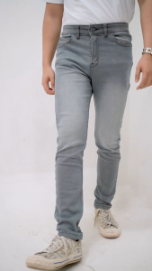 Otsky X Cavier Celana Jeans Pria Washing Strom Light Grey Slim fit