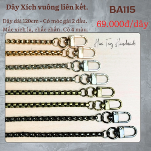 BA115 - Dây Xích Vuông Liên Kết 120cm: Mắc Xích Độc Đáo Chắc Chắn Chất Lượng Cao Thời Trang Cho Túi Xách Phù Hợp Nhiều Phong Cách và Loại Túi