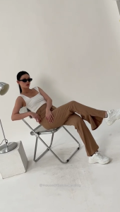 HOSC - Celana Cutbray Wanita Highwaist Bahan Knit Premium Flare Pants Belah Samping Kulot Slit