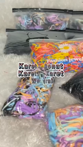 Karet Jepang Karet Warna Warni / Hitam / Karet Ikat Rambut Murah Karet Kuncir Kuncir Karet Mini / Karet Kuncir Donat Pouch / K P