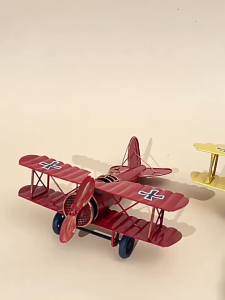 [Easybuy88] Retro Airplane Model Delicate Vintage Biplane Handicraft For Home Decoration Cafe Ornament