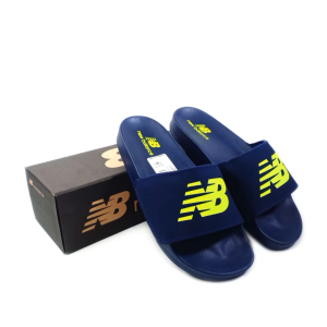 Sandal Slide Casual New Balance Pria Wanita Tipe Selop Slip On Warna Navy List Hijau Stabilo Premium