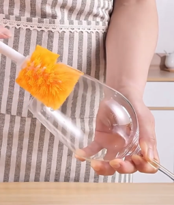 แปรง5in1 ทำความสะอาดอเนกประสงค์ ขัดแก้ว กระบอกน้ำ กระติกน้ำร้อน ขวดนม ด้ามยาว ใช้งานสะดวก Bottle Brush 3D3TT Orange
