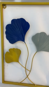 WB TERLARIS PREMIUM WALLDECOR BESI Hiasan Dinding Frame Metal Gold Daun Leaf Ginko