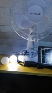 Solar Rechargeable Electric Fan Stand Fan BOSCA BSF-8019/ CROWNSTAR/ JDSTAR with LED light TWO LED bulbs