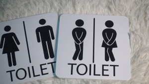 ป้ายห้องน้ำ ติดผนัง มีกาวด้านหลัง พร้อมติดตั้ง ขนาด 15x15 เซนต์