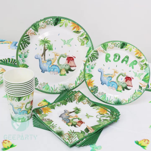 Dinosaur Party Tableware Paper Cups Plates For Kids Boy Birthday Party Decorations