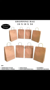 Paper Bag Kraft Shopping Bag 20X10X30 Coklat (Isi 12 Pcs-SBG1)