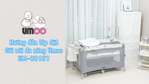 Umoo um08167 nôi cũi vải gấp gọn đa năng 2 tầng phân phối chính hãng cao cấp an toàn cho em bé