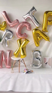 SHUAIAN Balon Foil Huruf & Angka Silver 0-9 Ukuran 40cm