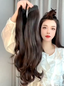 Rambut Palsu Wanita Curly Panjang Hairclip Hair Extension Style Korea Wavy Gelombang Natural