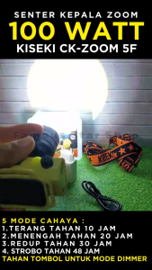 Senter Kepala KISEKI CK-ZOOM 5F Lensa ZOOM Loreng Terbaru Tahan 30 Jam Daya 100 Watt Baterai 3000mAh Tahan Air Dan Benturan Ready Cahaya Kuning Dan Putih Cas USB Tipe-C Headlamp | Headlight LED Rechargeable | FAMOUS STAR SHOP