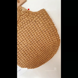 Versi Korea dari tas jerami buatan tangan tas jerami gagang bulat tas anyaman tas liburan tas pantai tas wanita