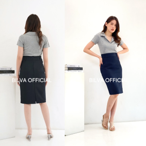 Bilva - Rok Span Hitam Pendek Rok Kerja Putih Kantor Wanita Formal Pendek