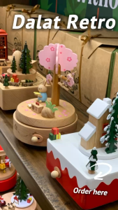 Hộp nhạc gỗ handicraft size lớn hộp Dalat Retro