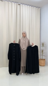 MADHARSHOP Aurora Set Abaya Syari Oneset Tunik Batwing  Wanita Baju Setelan Jumbo
