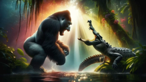 Đồ chơi thú điều khiển khỉ đột gorilla kingkong và cá sấu điều khiển bằng đèn pin kiểu mới bộ quà tặng