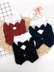 【Direct-sales】 Whisker Gentleman Dog And Cat Clothes Wedding Suit Formal Shirt For Small Dogs Bowtie Tuxedo Pet Outfit Spring And Summer Suits