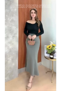 Faeyza - Lunar Mermaid Skirt - Rok Span - Mermaid Skirt - Rok Flare Wanita - Rok Mermaid Basic Polos - Mermaid Maxi Skirt Rok Panjang Wanita