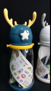 BOTOL MINUM  ANAK / KARAKTER RABBIT BEAR TUTUP CLIP / IMPORT / BOTOL KARTUN 550 ML RUSA S03+STICKER