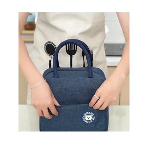 Túi giữ nhiệt đựng hộp cơm trưa văn phòng 3 lớp có khóa kéo có ngăn chứa chai nước 2 bên tiện dụng dành-HAUSE