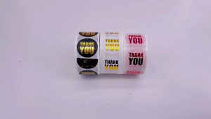 Stiker Label Thank You Dekoratif Polymas Foil 2,5 cm/ 500 pcs/ Roll