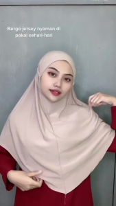 JILBAB BERGO MARYAM NON PET JERSEY PREMIUM KERUDUNG TALI BELAKANG