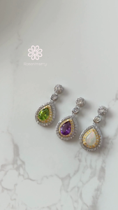 Rosenmarry/ สร้อยคอพร้อมจี้พลอยแท้อเมทิส ตัวเรือนเงินแท้ RN008 พลอยแท้เสริมดวง ของขวัญ ของขวัญวาเลนไทน์