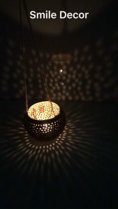 Đế đựng nến - lồng đèn trung thu bằng gáo dừa Smile Decor khắc thủ công truyền thống độc đáo (tặng nến tealight)