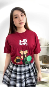 CAROTYLES S Kaos Couple Keluarga Motif LUFFY ZORO Wanita dan Anak Lengan Pendek Katun