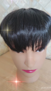 Black Wig Block Short Hair Lelaki Wig Traceless Heat Resistant Hair Loss Patch 13*14/16*18